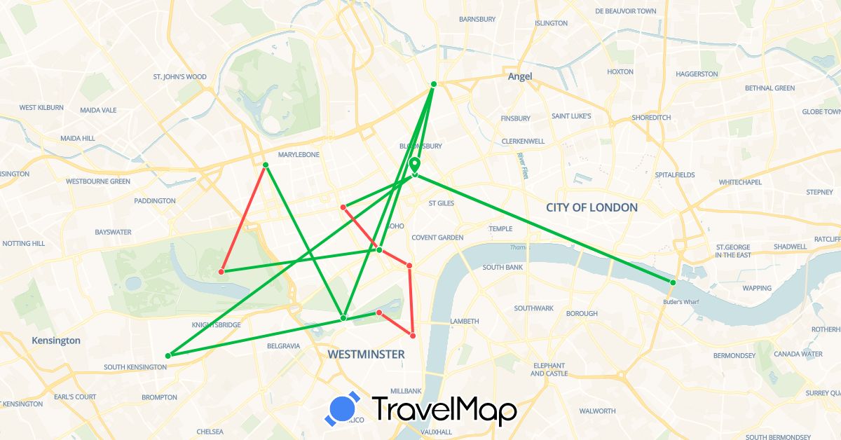 TravelMap itinerary: bus, hiking in United Kingdom (Europe)